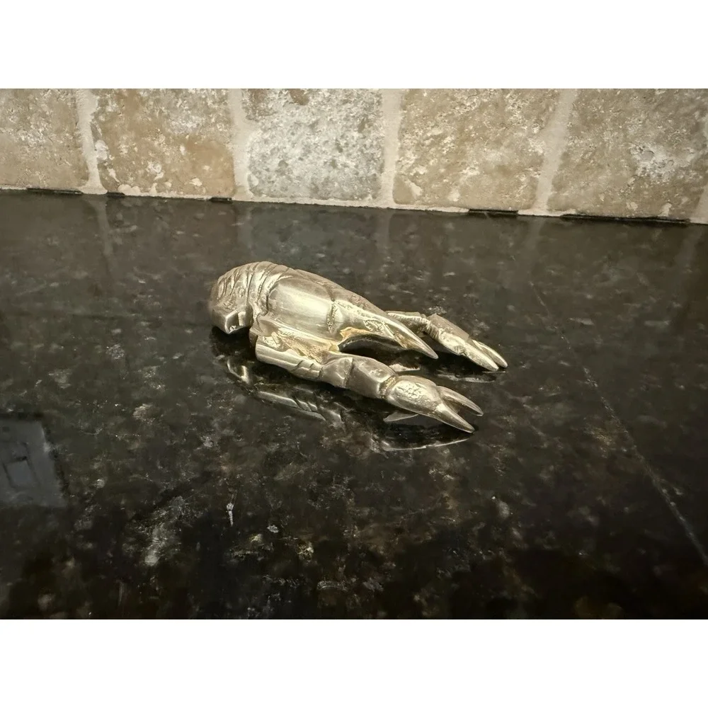 Vintage‎ Brass Lobster Figurine Paper Weight Nautical Ocean Lake Decor 4